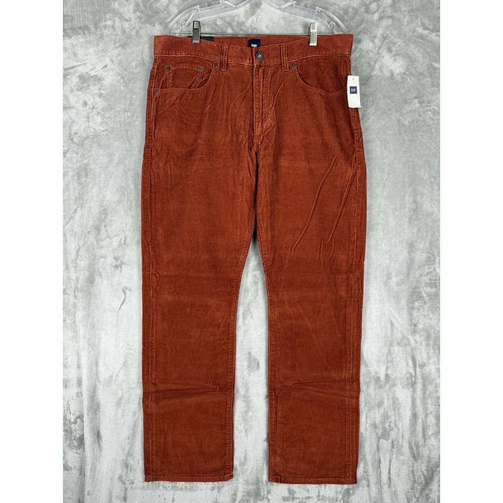 NWT Gap Corduroy Pants Straight Fit Orange Denim‎ Washed Cords Mens Size 35x32